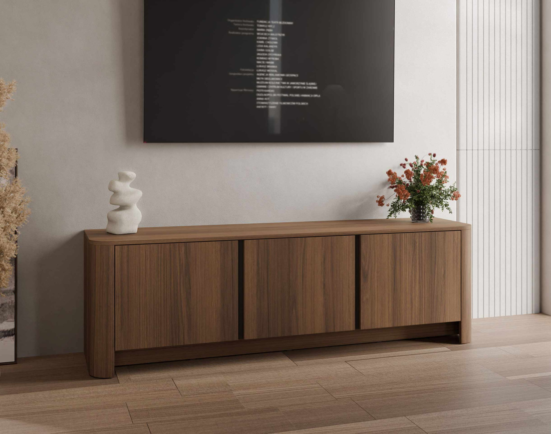 Meuble tv YOURI168 cm effet noyer 3 portes | Best Mobilier