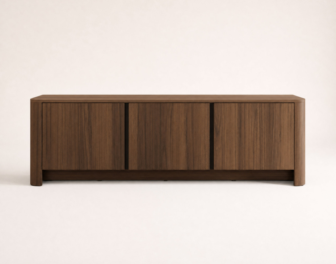 Meuble tv YOURI168 cm effet noyer 3 portes | Best Mobilier