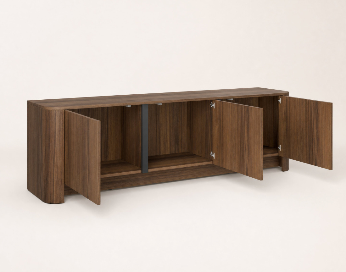Meuble tv YOURI168 cm effet noyer 3 portes | Best Mobilier