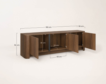 Meuble tv YOURI168 cm effet noyer 3 portes | Best Mobilier