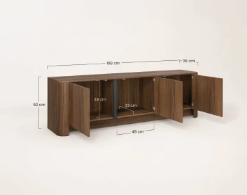Meuble tv YOURI168 cm effet noyer 3 portes | Best Mobilier