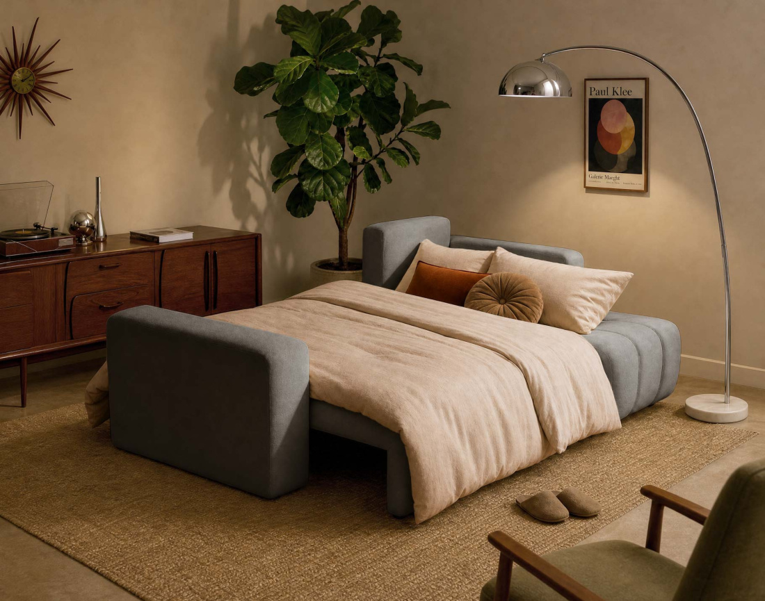 Canapé NICOLE angle réversible 4 places convertible coffre - Best Mobilier