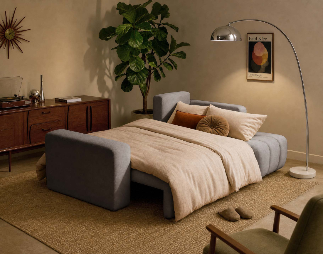 Canapé NICOLE angle réversible 4 places convertible coffre - Best Mobilier