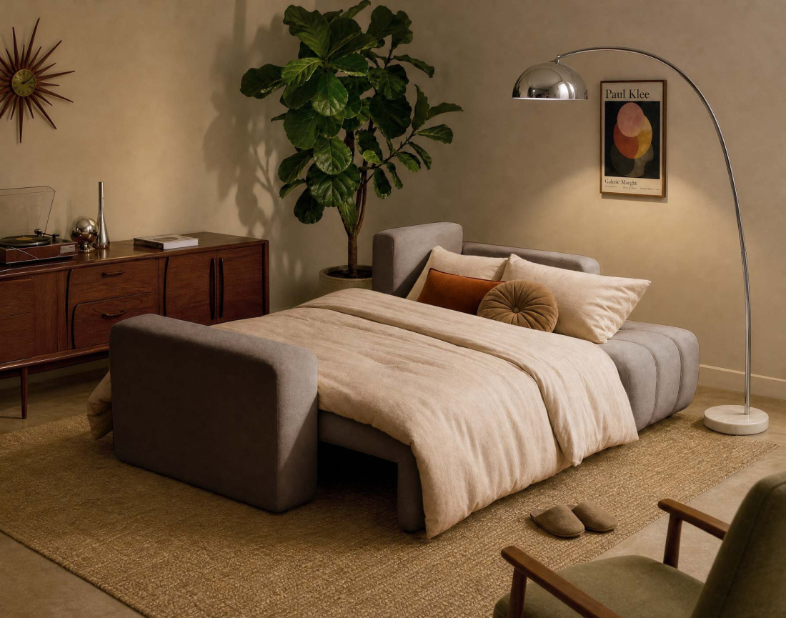 Canapé NICOLE angle réversible 4 places convertible coffre - Best Mobilier