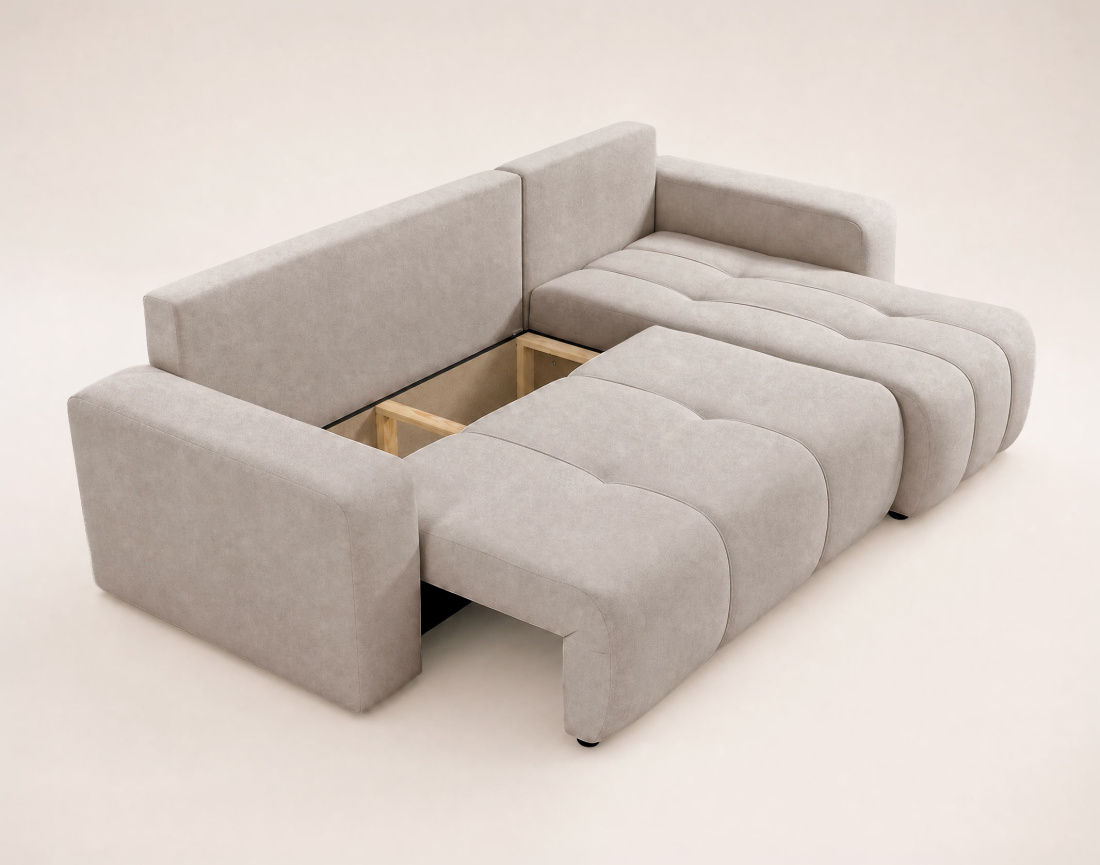 Canapé NICOLE angle réversible 4 places convertible coffre - Best Mobilier