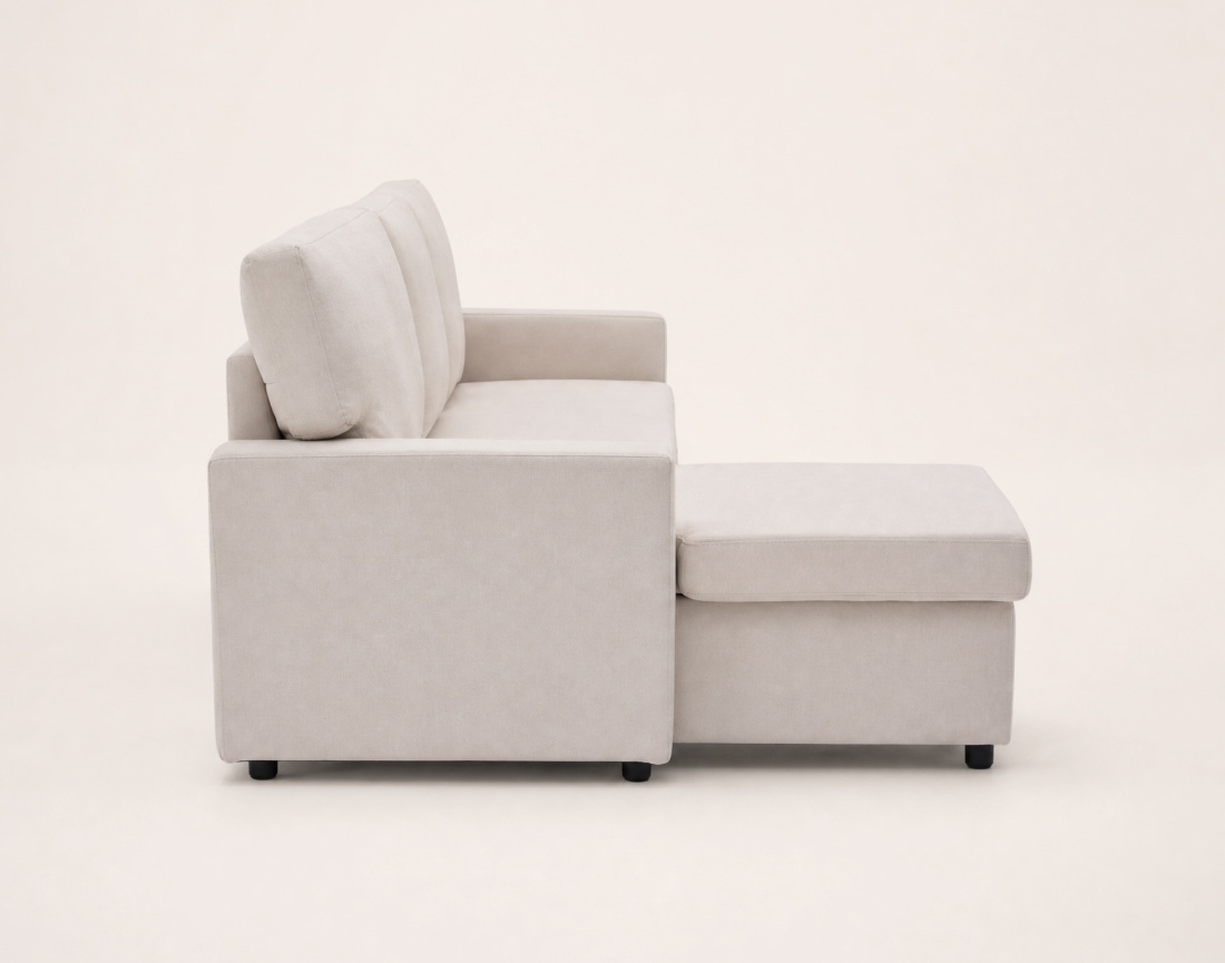 Canapé MEIYA d’angle 4 places en tissu convertible avec coffre | Best Mobilier