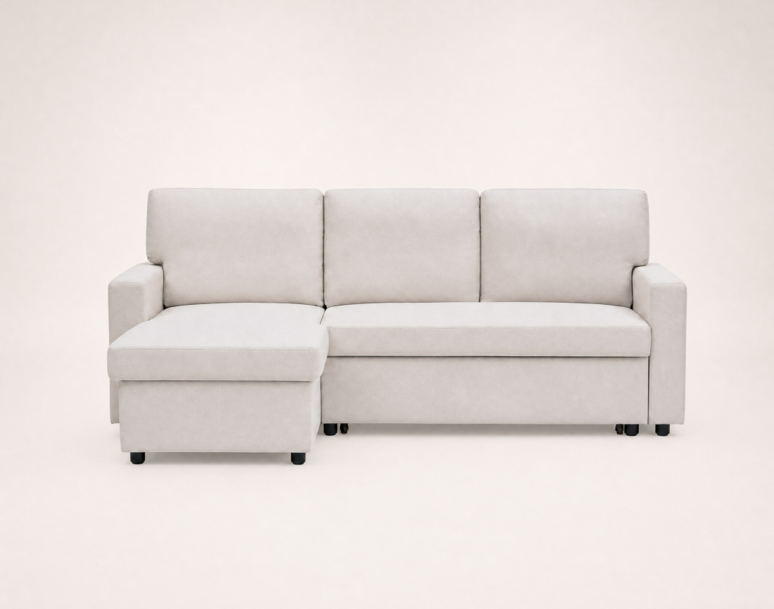 Canapé MEIYA d’angle 4 places en tissu convertible avec coffre | Best Mobilier