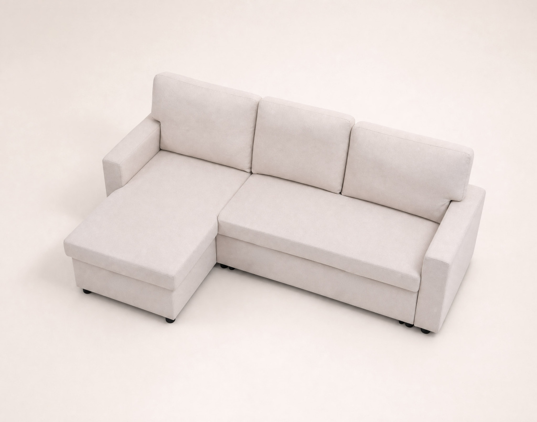 Canapé MEIYA d’angle 4 places en tissu convertible avec coffre | Best Mobilier