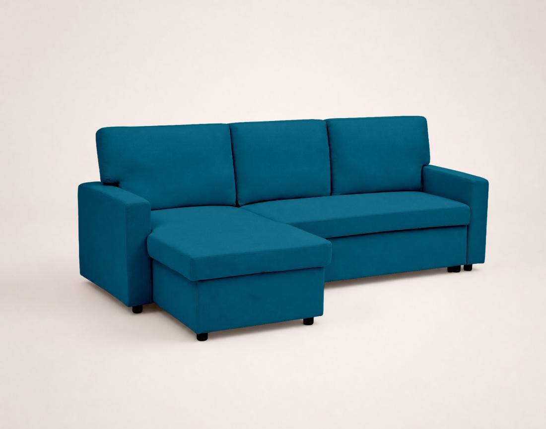 Canapé MEIYA d’angle 4 places en tissu convertible avec coffre | Best Mobilier