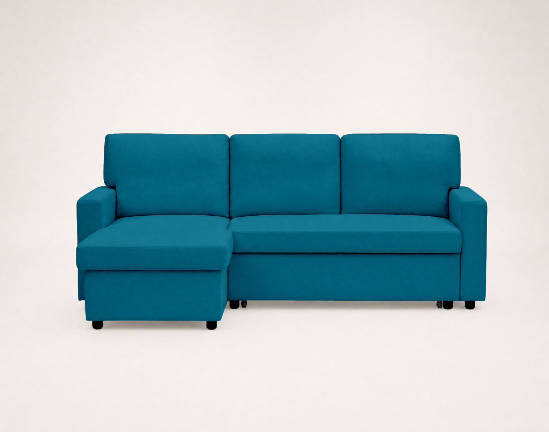 Canapé MEIYA d’angle 4 places en tissu convertible avec coffre | Best Mobilier