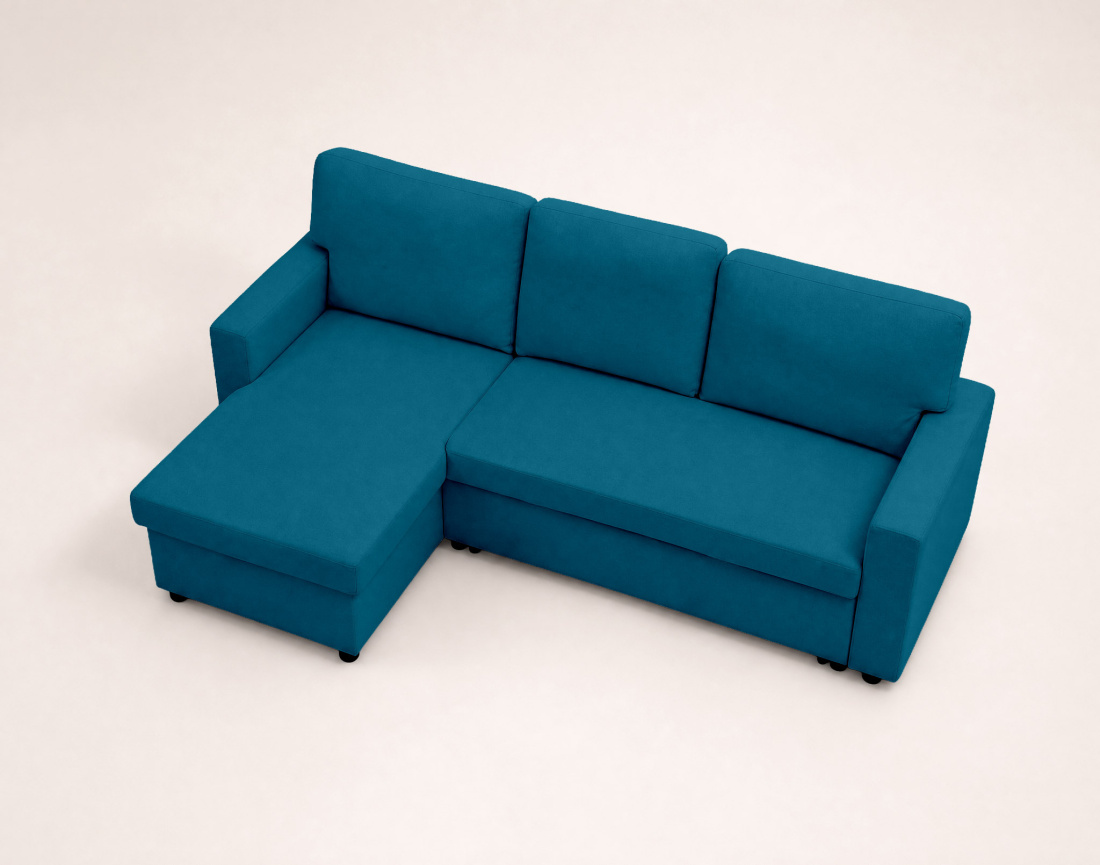 Canapé MEIYA d’angle 4 places en tissu convertible avec coffre | Best Mobilier