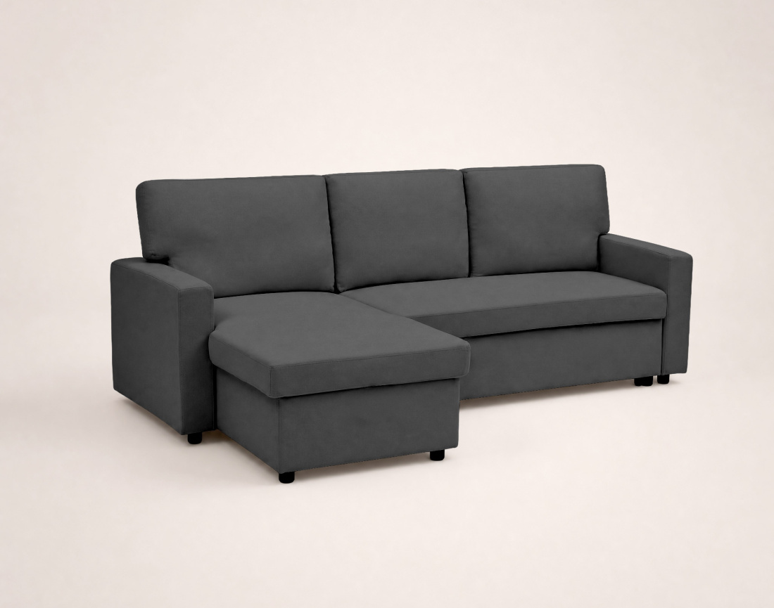 Canapé MEIYA d’angle 4 places en tissu convertible avec coffre | Best Mobilier