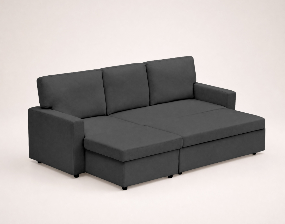 Canapé MEIYA d’angle 4 places en tissu convertible avec coffre | Best Mobilier