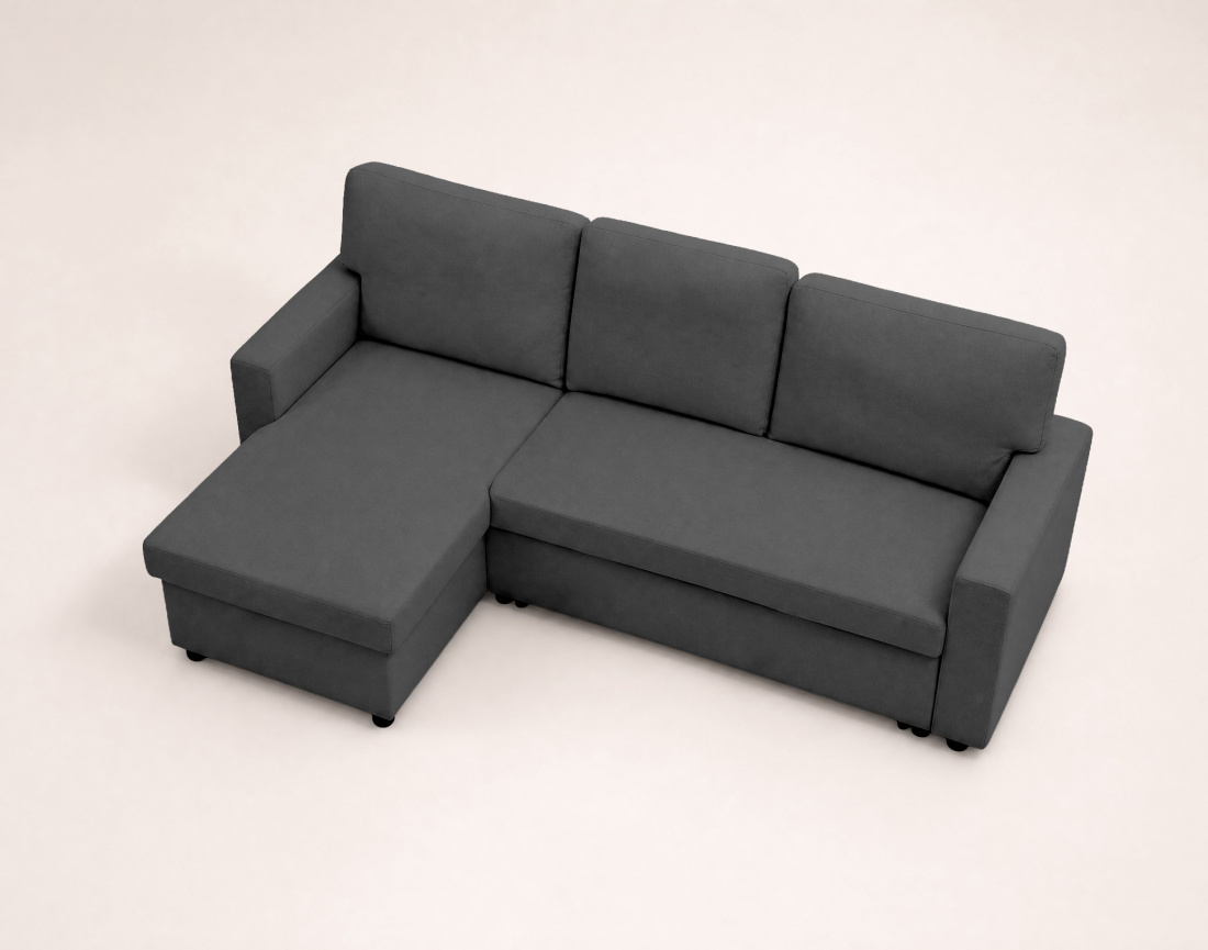 Canapé MEIYA d’angle 4 places en tissu convertible avec coffre | Best Mobilier