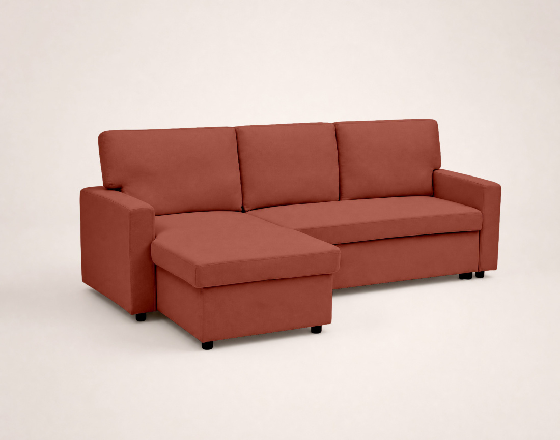 Canapé MEIYA d’angle 4 places en tissu convertible avec coffre | Best Mobilier