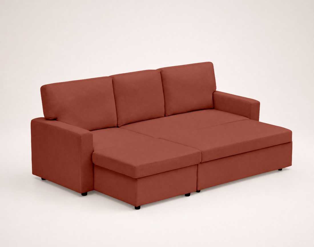 Canapé MEIYA d’angle 4 places en tissu convertible avec coffre | Best Mobilier