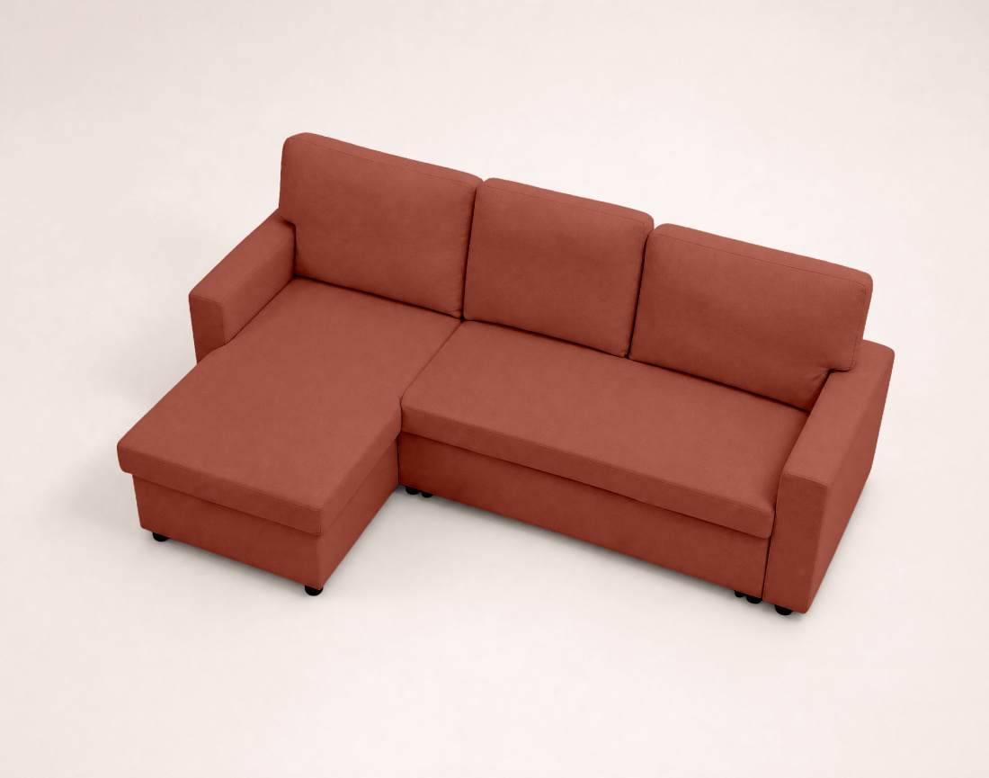 Canapé MEIYA d’angle 4 places en tissu convertible avec coffre | Best Mobilier