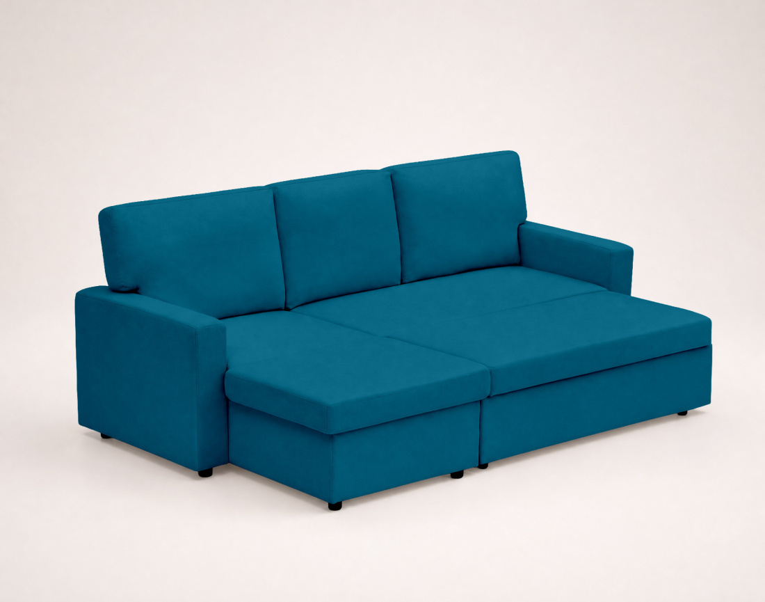 Canapé MEIYA d’angle 4 places en tissu convertible avec coffre | Best Mobilier