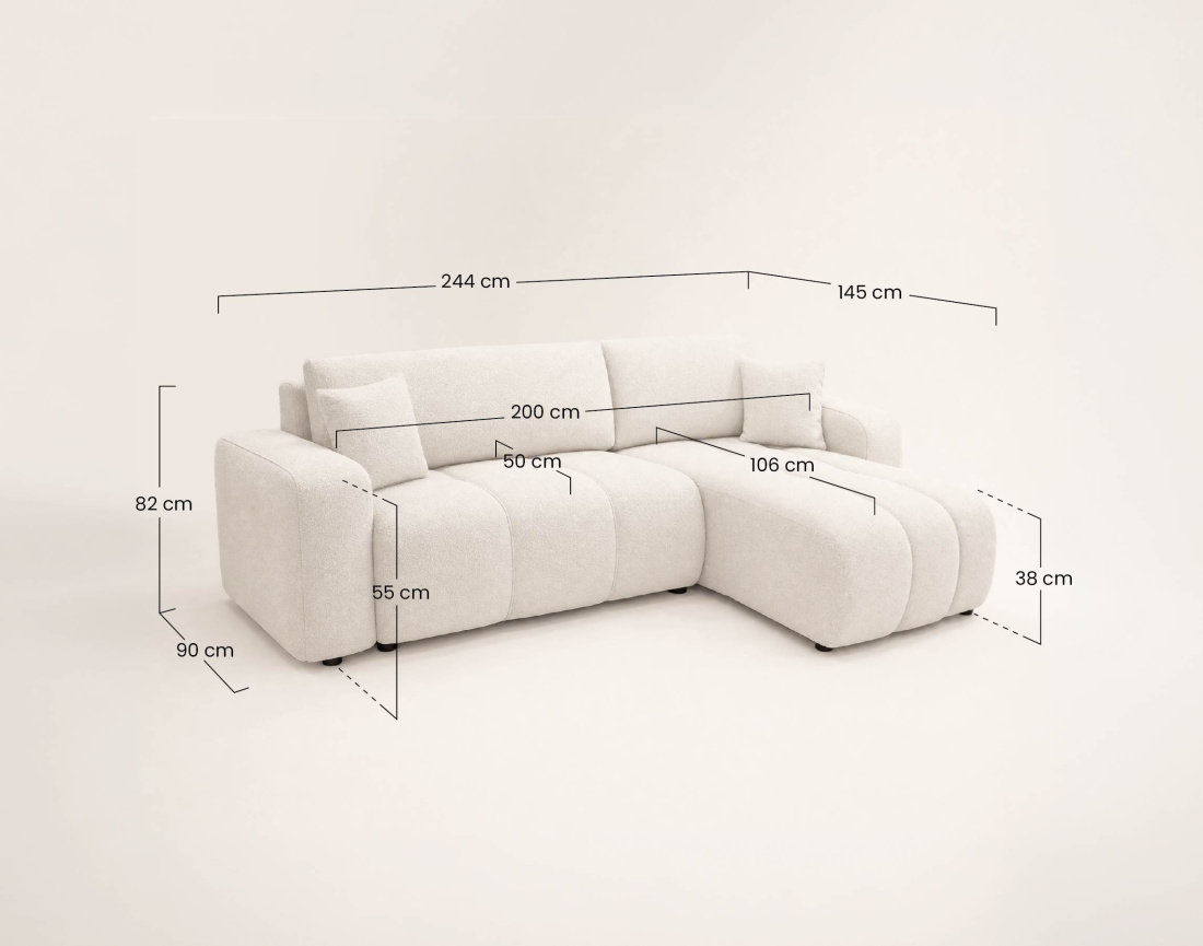 Canapé NICOLE angle réversible 4 places convertible coffre - Best Mobilier