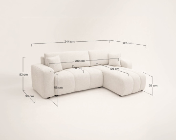 Canapé NICOLE angle réversible 4 places convertible coffre - Best Mobilier
