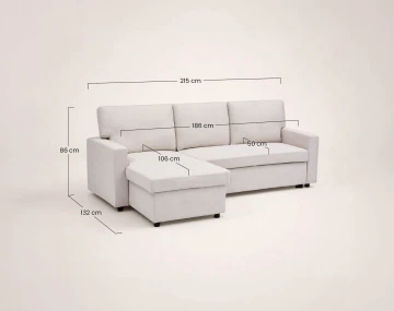 Canapé MEIYA d’angle 4 places en tissu convertible avec coffre | Best Mobilier
