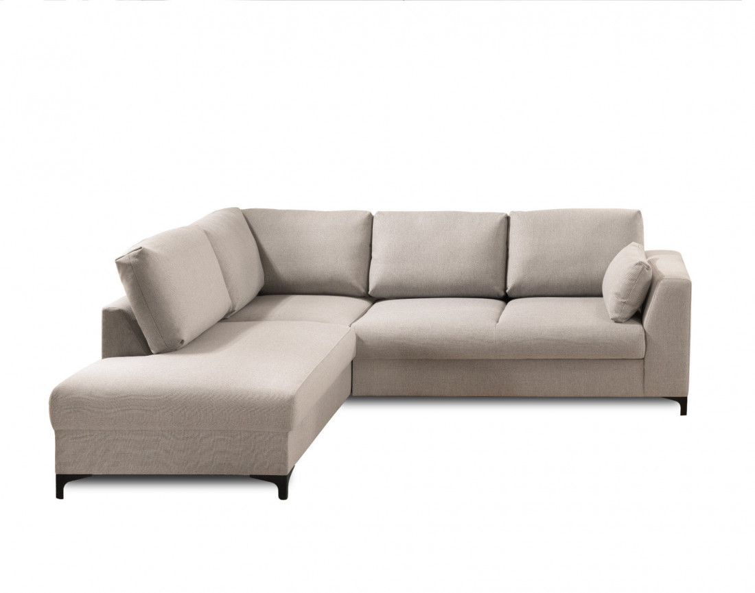 Canapé d'angle gauche convertible 5 places en tissu Tala
