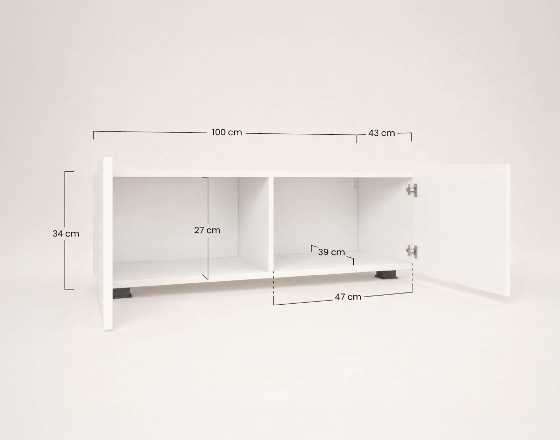 Meuble tv modulable 100 cm 2 portes Alix