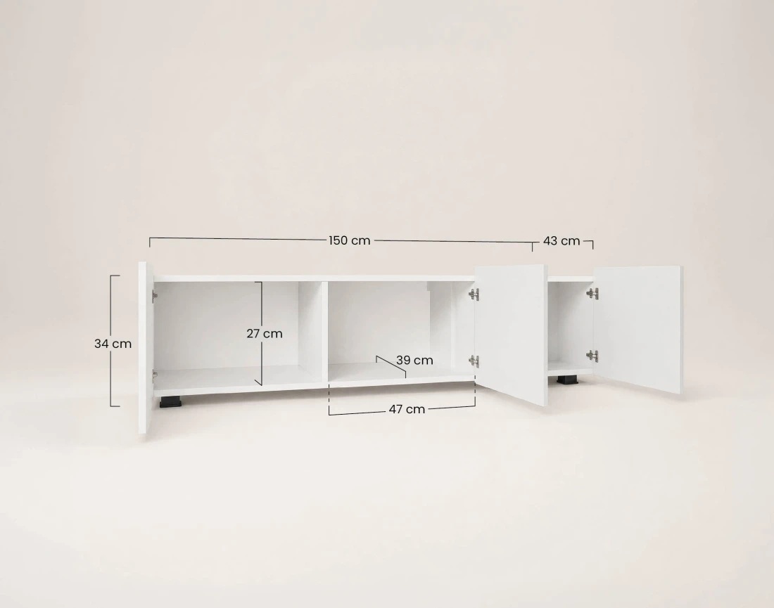 Meuble tv modulable 150 cm 3 portes Alix