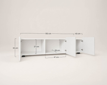 Meuble tv modulable 150 cm 3 portes Alix