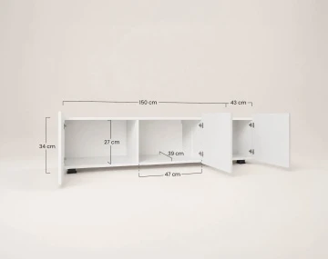 Meuble tv modulable 150 cm 3 portes Alix