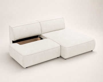 Canapé d'angle LISETTE droit 4 places convertible coffre velours | Best Mobilier