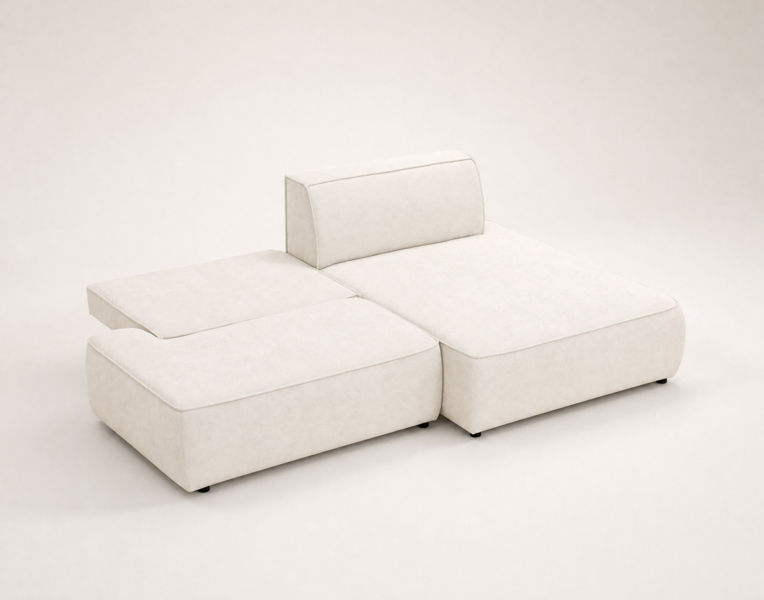 Canapé d'angle LISETTE droit 4 places convertible coffre velours | Best Mobilier