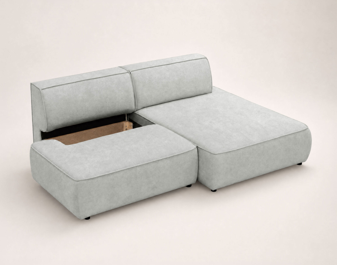 Canapé d'angle LISETTE droit 4 places convertible coffre velours | Best Mobilier