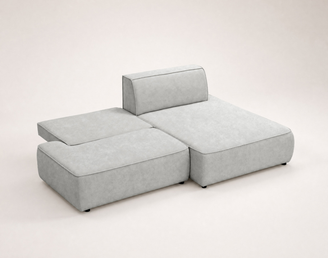 Canapé d'angle LISETTE droit 4 places convertible coffre velours | Best Mobilier