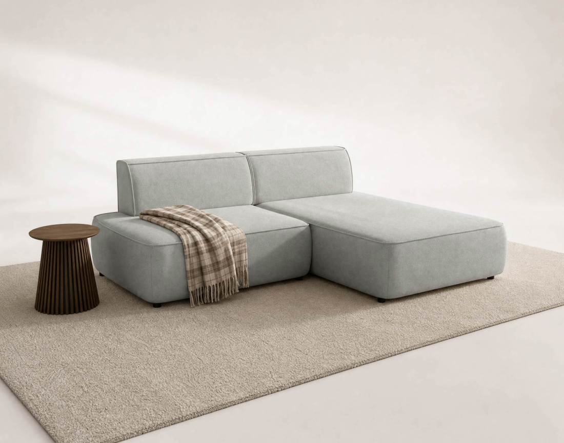 Canapé d'angle LISETTE droit 4 places convertible coffre velours | Best Mobilier