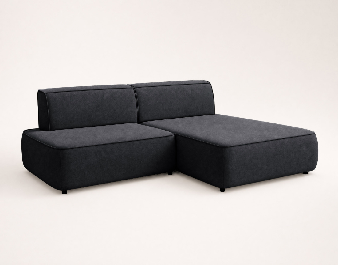 Canapé d'angle LISETTE droit 4 places convertible coffre velours | Best Mobilier