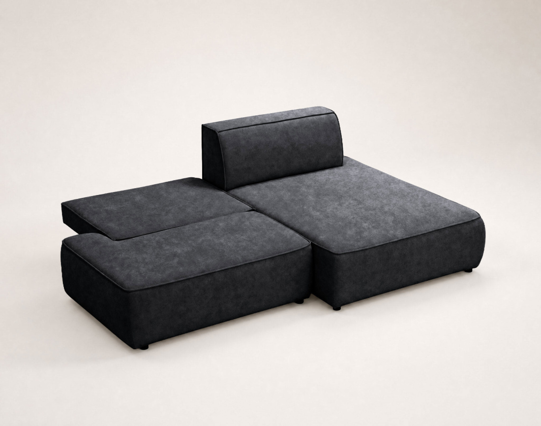 Canapé d'angle LISETTE droit 4 places convertible coffre velours | Best Mobilier