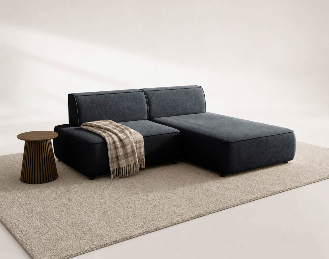 Canapé d'angle LISETTE droit 4 places convertible coffre velours | Best Mobilier