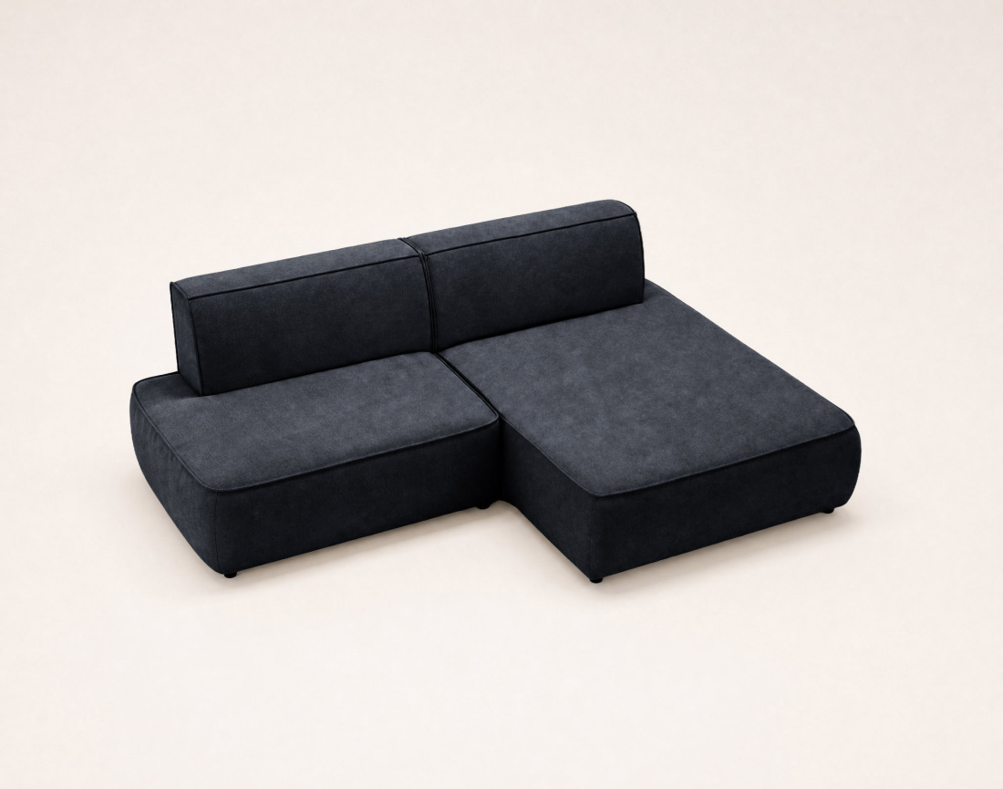 Canapé d'angle LISETTE droit 4 places convertible coffre velours | Best Mobilier