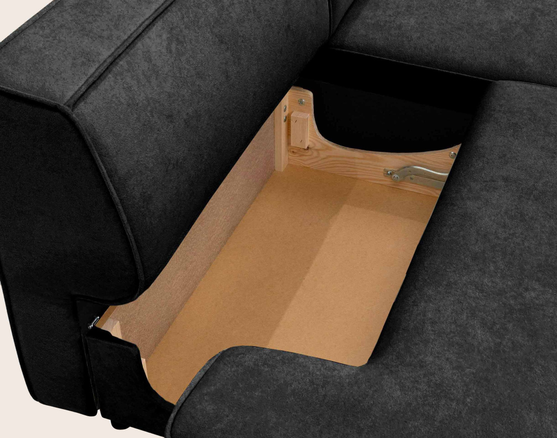 Canapé d'angle LISETTE droit 4 places convertible coffre velours | Best Mobilier