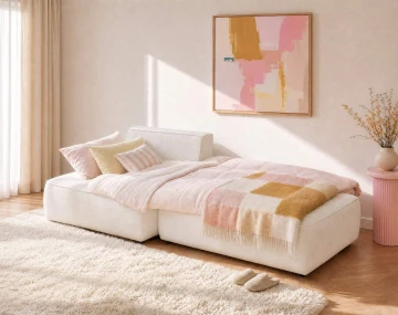 Canapé d'angle LISETTE gauche 4 places convertible coffre velours | Best Mobilier