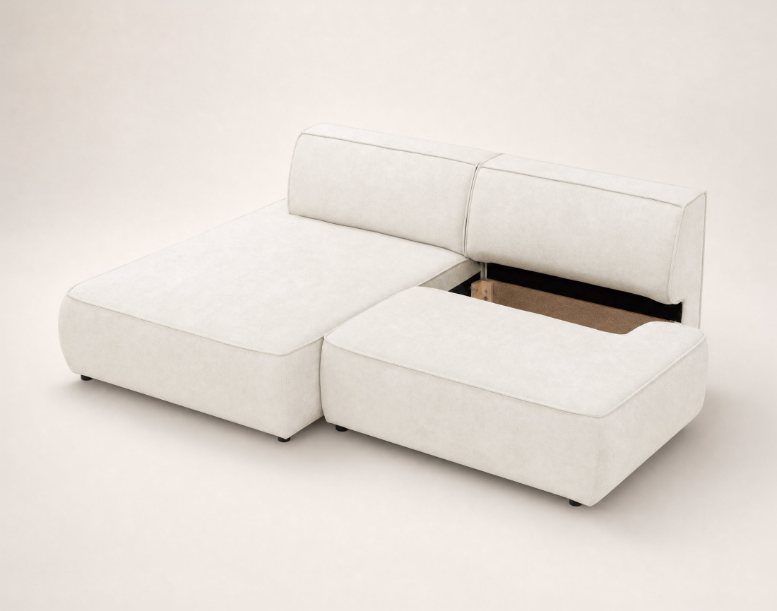 Canapé d'angle LISETTE gauche 4 places convertible coffre velours | Best Mobilier