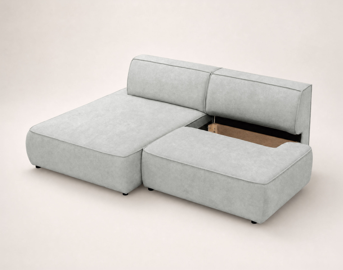 Canapé d'angle LISETTE gauche 4 places convertible coffre velours | Best Mobilier