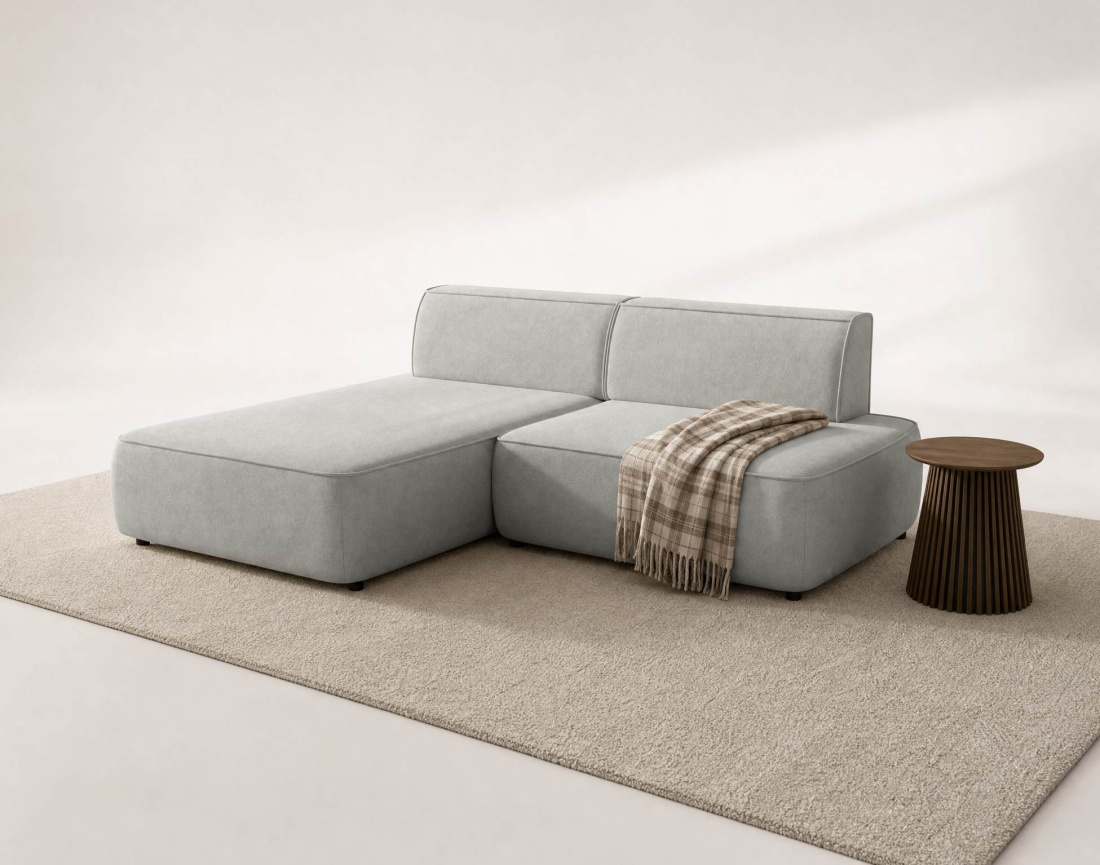 Canapé d'angle LISETTE gauche 4 places convertible coffre velours | Best Mobilier