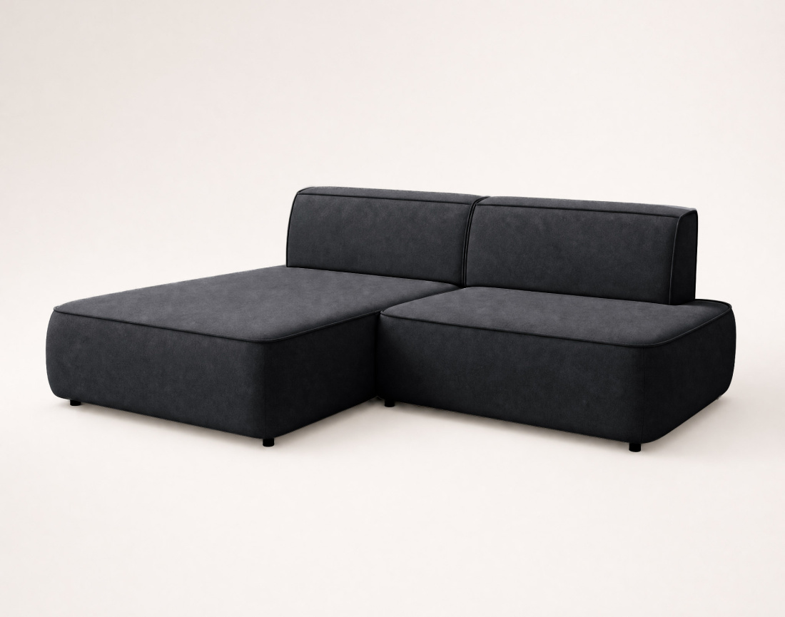 Canapé d'angle LISETTE gauche 4 places convertible coffre velours | Best Mobilier