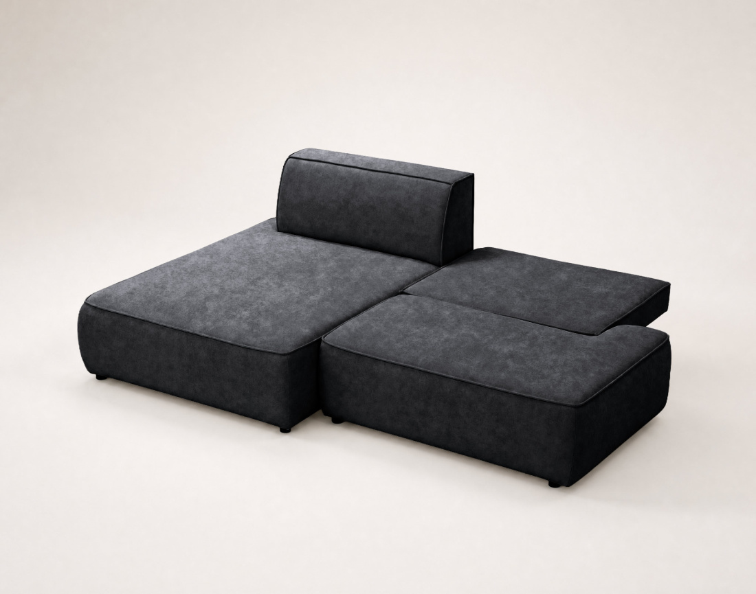 Canapé d'angle LISETTE gauche 4 places convertible coffre velours | Best Mobilier