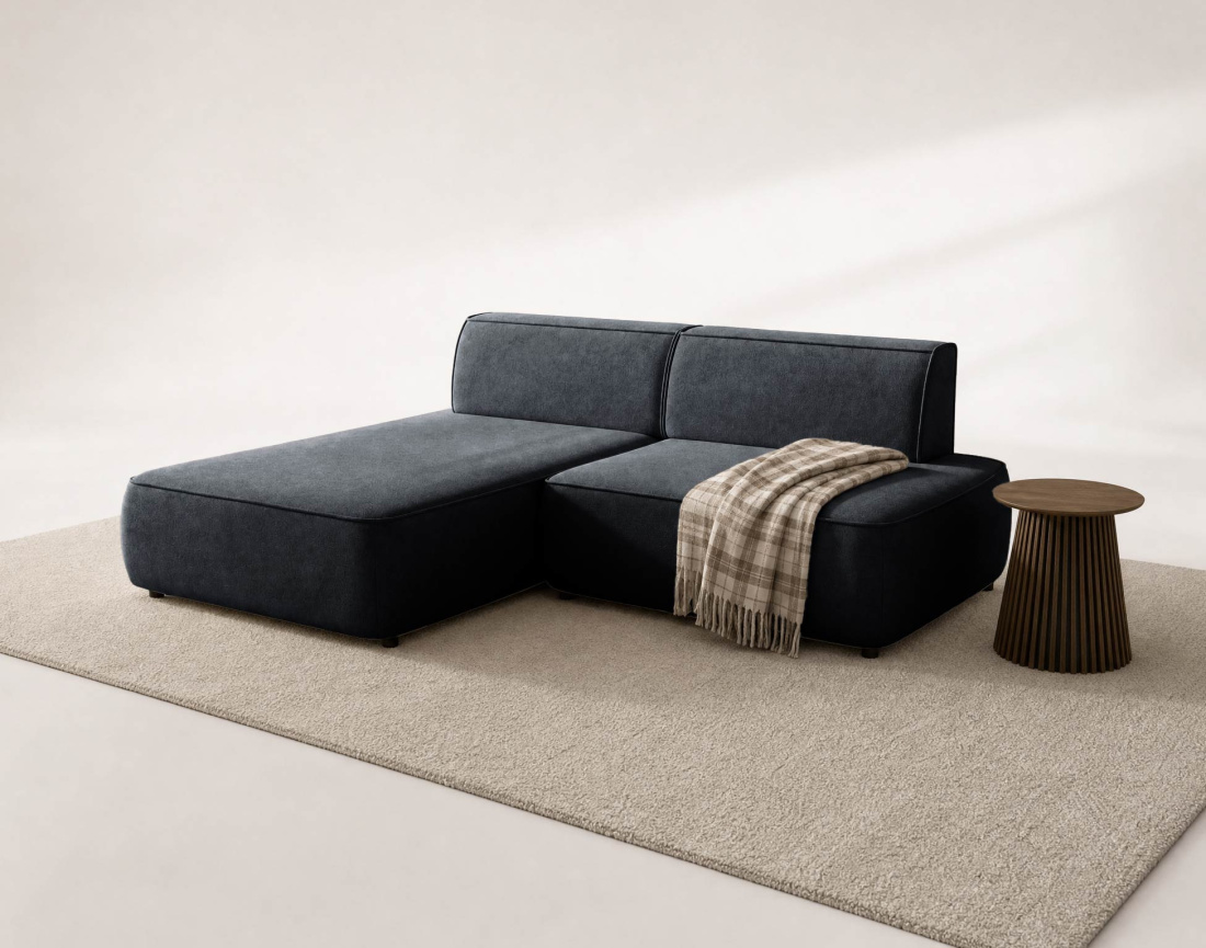 Canapé d'angle LISETTE gauche 4 places convertible coffre velours | Best Mobilier