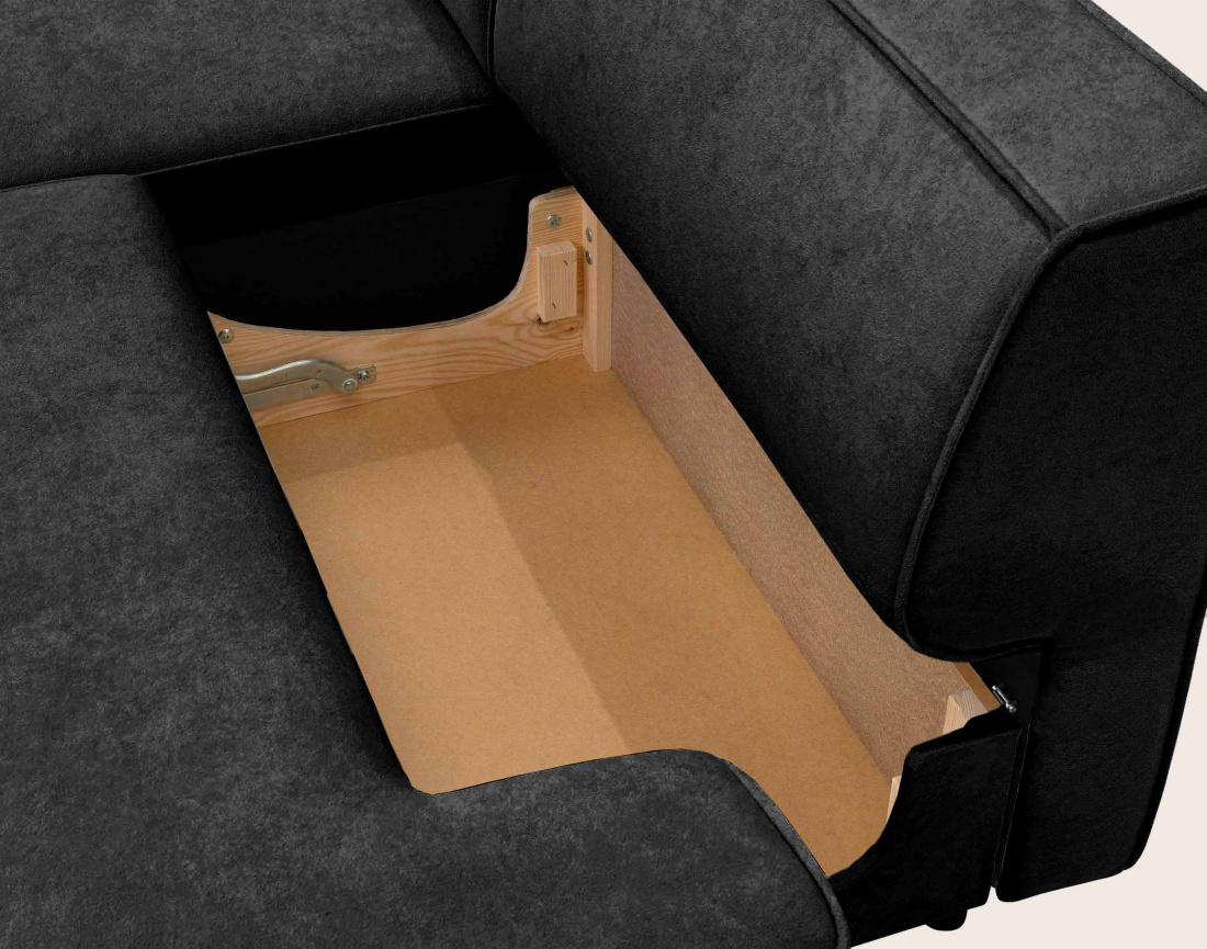 Canapé d'angle LISETTE gauche 4 places convertible coffre velours | Best Mobilier