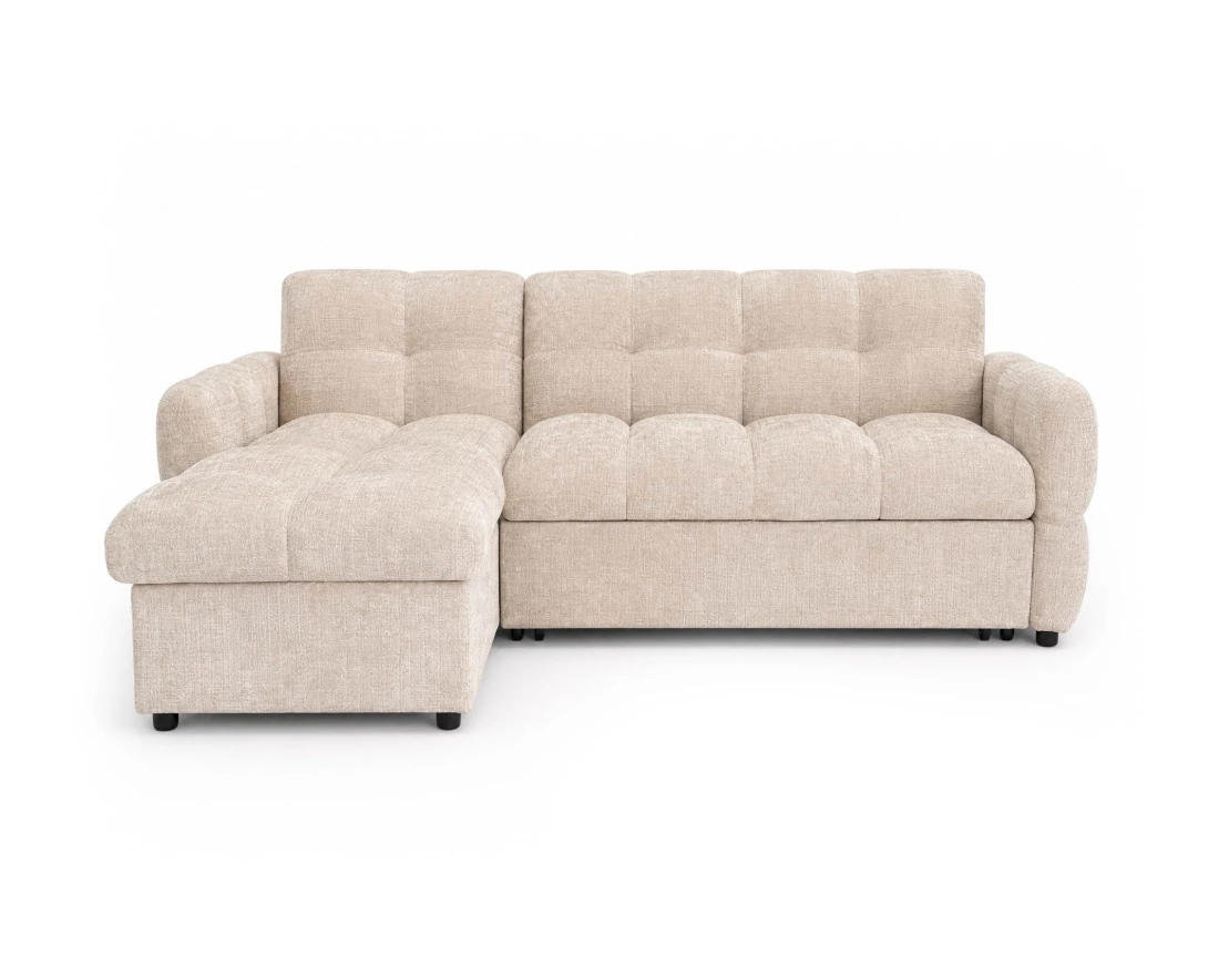 Canapé OCTAVE d'angle réversible 4 places convertible avec coffre en velours texturé | Best Mobilier
