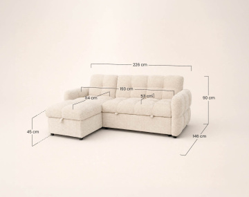 Canapé OCTAVE d'angle réversible 4 places convertible avec coffre en velours texturé | Best Mobilier